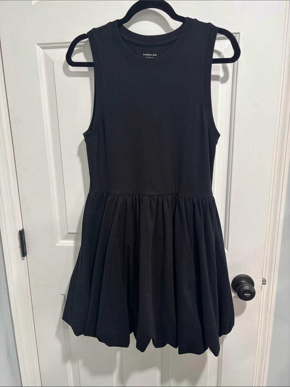 American Eagle Women’s Black Sleeveless Fit & Flare bubble hem Dress